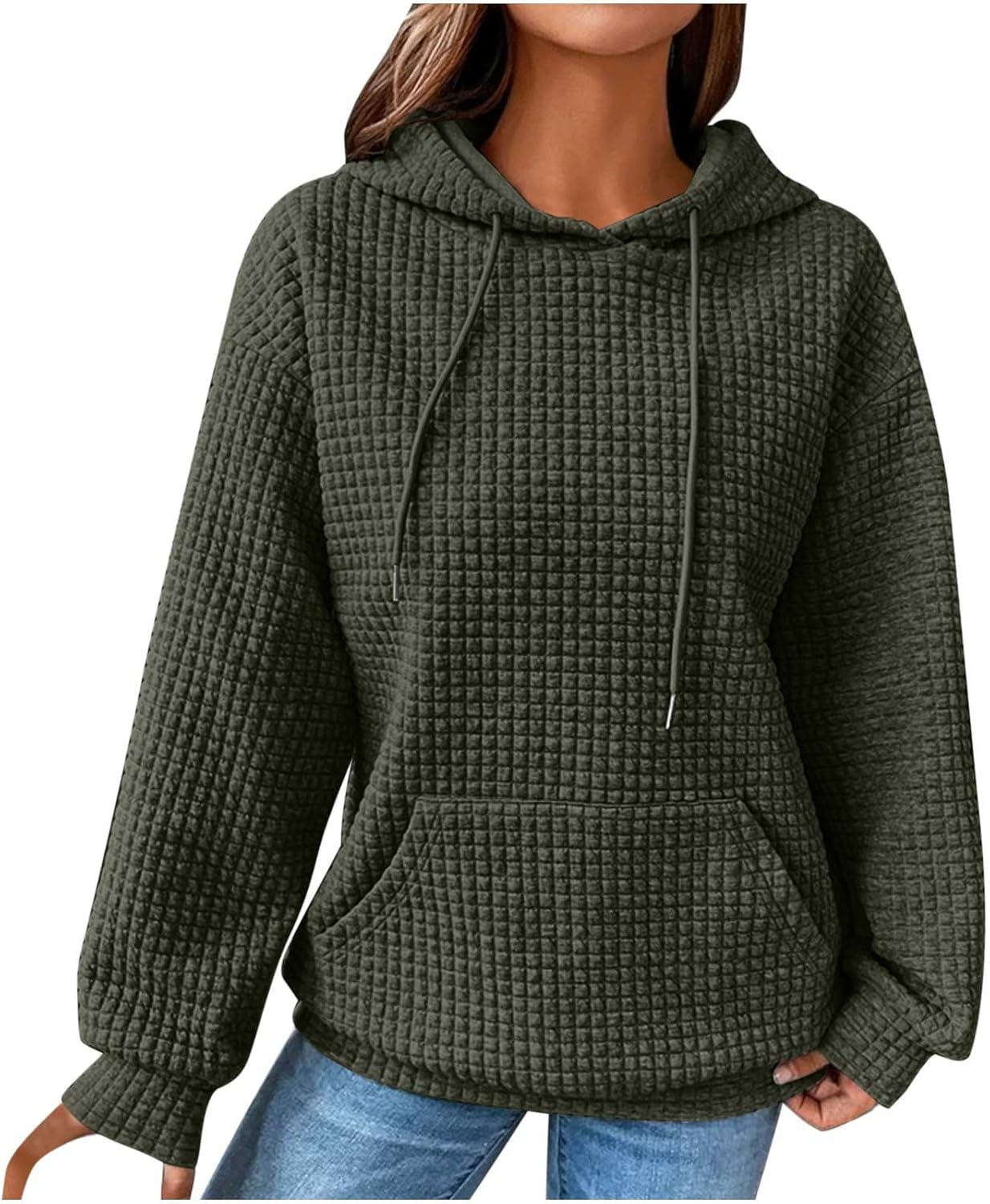 LRMQS Hoodies for Women Trendy Fall Fashion 2024 Waffle Knit Drawstring Pullover Sweatshirts Loose Fit Casual Cute Clothes LRMQS Hoodies for Women Trendy Fall Fashion 2024 Waffle Knit Drawstring Pullover Sweatshirts Loose Fit Casual Cute Clothes