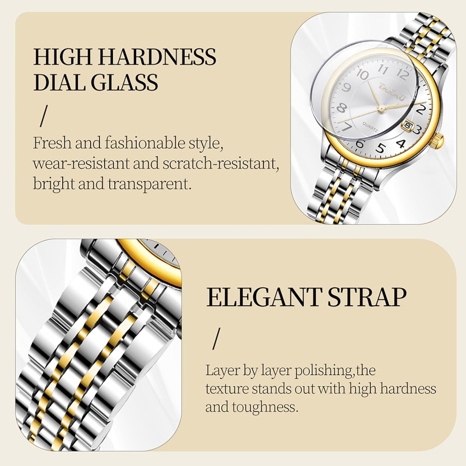 Gold Silver Two Tone Women Stainless Steel Watch Small Wrist ElegantDress Watch for Women Fashion Luxury Waterproof Day Date Analog Quartz Ladies Watches Gold Silver Two Tone Women Stainless Steel Watch Small Wrist ElegantDress Watch for Women Fashion Luxury Waterproof Day Date Analog Quartz Ladies Watches