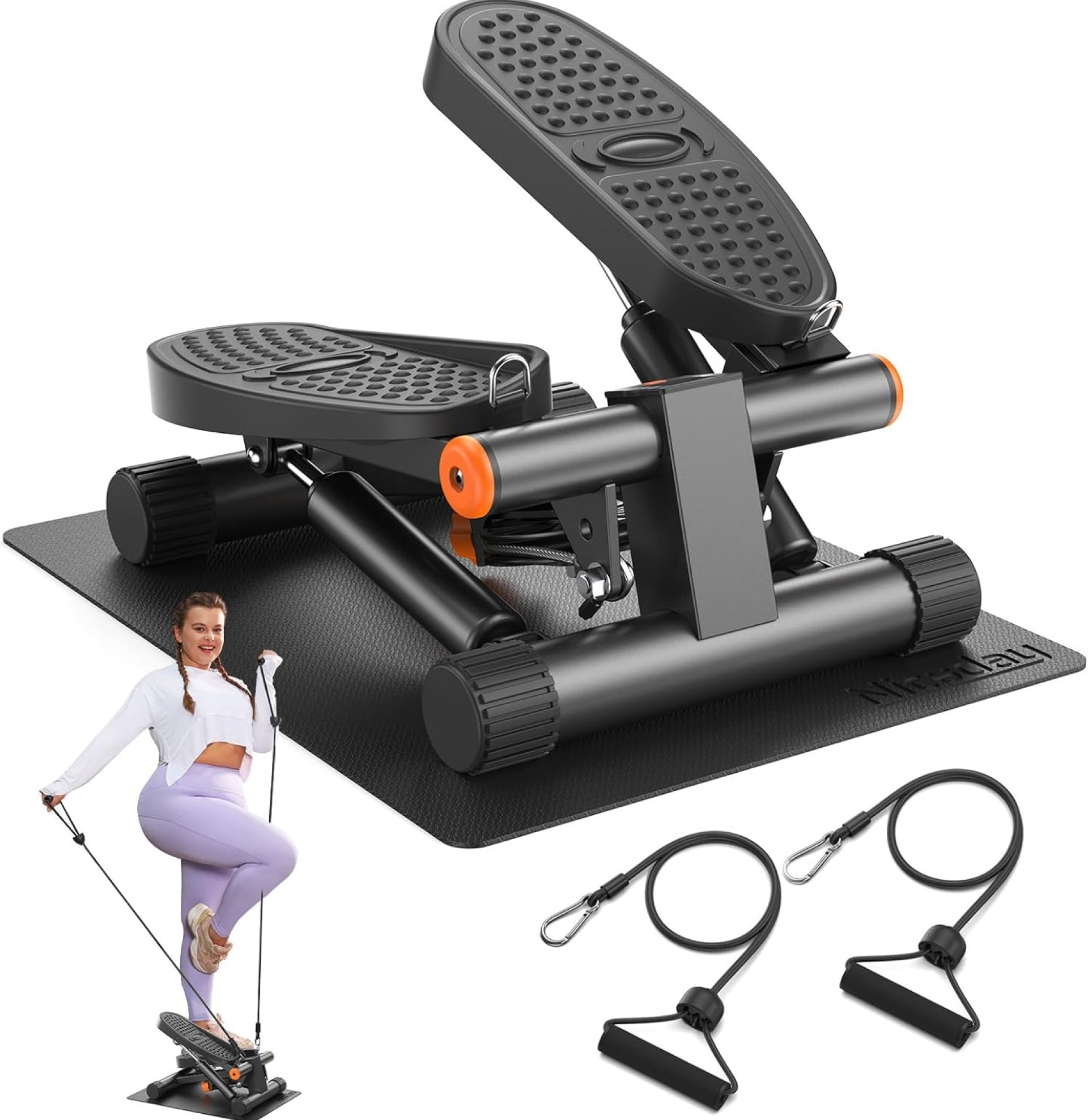 Niceday Steppers for Exercise, Mini Stair Stepper with Resistance Bands at Home Workout Equipment with 300LBS Loading Capacity, Hydraulic Fitness Stepper with LCD Monitor Niceday Steppers for Exercise, Mini Stair Stepper with Resistance Bands at Home Workout Equipment with 300LBS Loading Capacity, Hydraulic Fitness Stepper with LCD Monitor