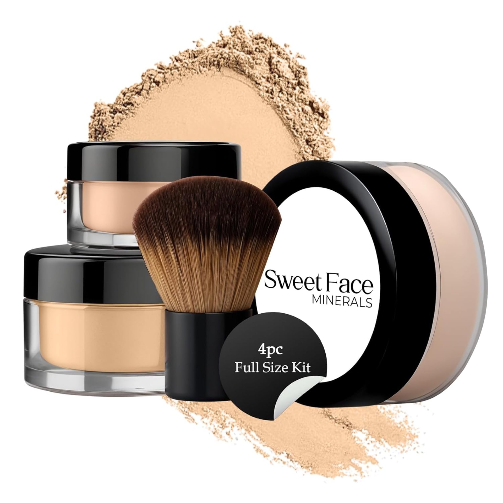4pc Full Size Kit (Warm Shade) Mineral Makeup Matte Translucent Loose Foundation + Kabuki Brush + Concealer + Finishing Setting Powder + Bare Face Full Coverage SPF 30 All Skin Types Waterproof 4pc Full Size Kit (Warm Shade) Mineral Makeup Matte Translucent Loose Foundation + Kabuki Brush + Concealer + Finishing Setting Powder + Bare Face Full Coverage SPF 30 All Skin Types Waterproof