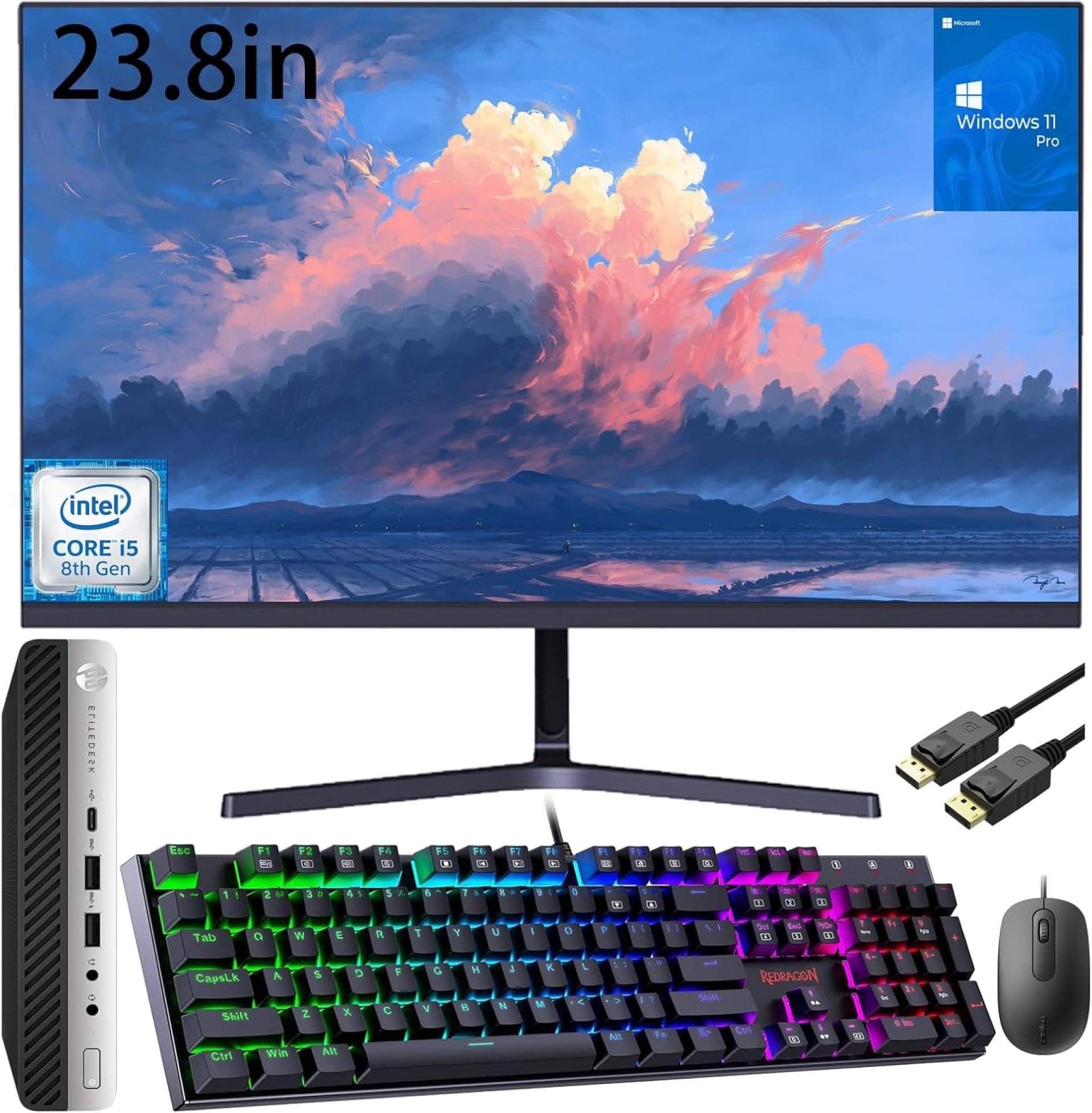 HP Elitedesk 800 G4 Mini PC Desktop w/ 23.8″” FHD Monitor Computer Set, Intel Core i5-8500T, 16GB DDR4 RAM, 256GB SSD, RGB Keyboard & Mouse, DisplayPort, HDMI, RJ-45 Windows 11 Pro, Black (Renewed) HP Elitedesk 800 G4 Mini PC Desktop w/ 23.8″” FHD Monitor Computer Set, Intel Core i5-8500T, 16GB DDR4 RAM, 256GB SSD, RGB Keyboard & Mouse, DisplayPort, HDMI, RJ-45 Windows 11 Pro, Black (Renewed)