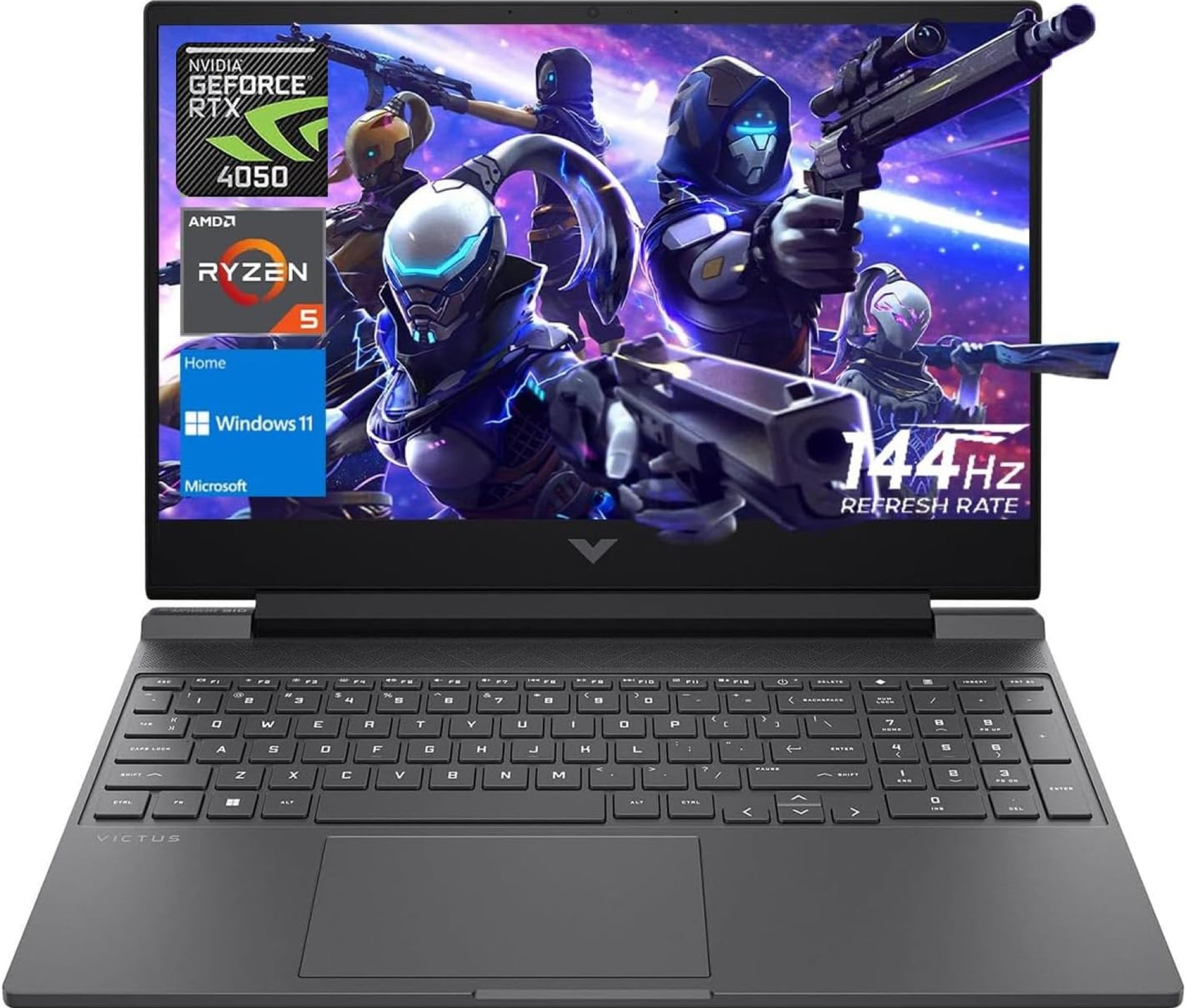 HP Victus Gaming Laptop, 15.6″ FHD 144Hz Display, AMD Ryzen 5 8645HS, 16GB DDR5 RAM, 1TB SSD, NVIDIA GeForce RTX 4050 (6GB GDDR6), HDMI, Webcam, Backlit Keyboard, Wi-Fi 6, Windows 11 Home, Mica Silver HP Victus Gaming Laptop, 15.6″ FHD 144Hz Display, AMD Ryzen 5 8645HS, 16GB DDR5 RAM, 1TB SSD, NVIDIA GeForce RTX 4050 (6GB GDDR6), HDMI, Webcam, Backlit Keyboard, Wi-Fi 6, Windows 11 Home, Mica Silver