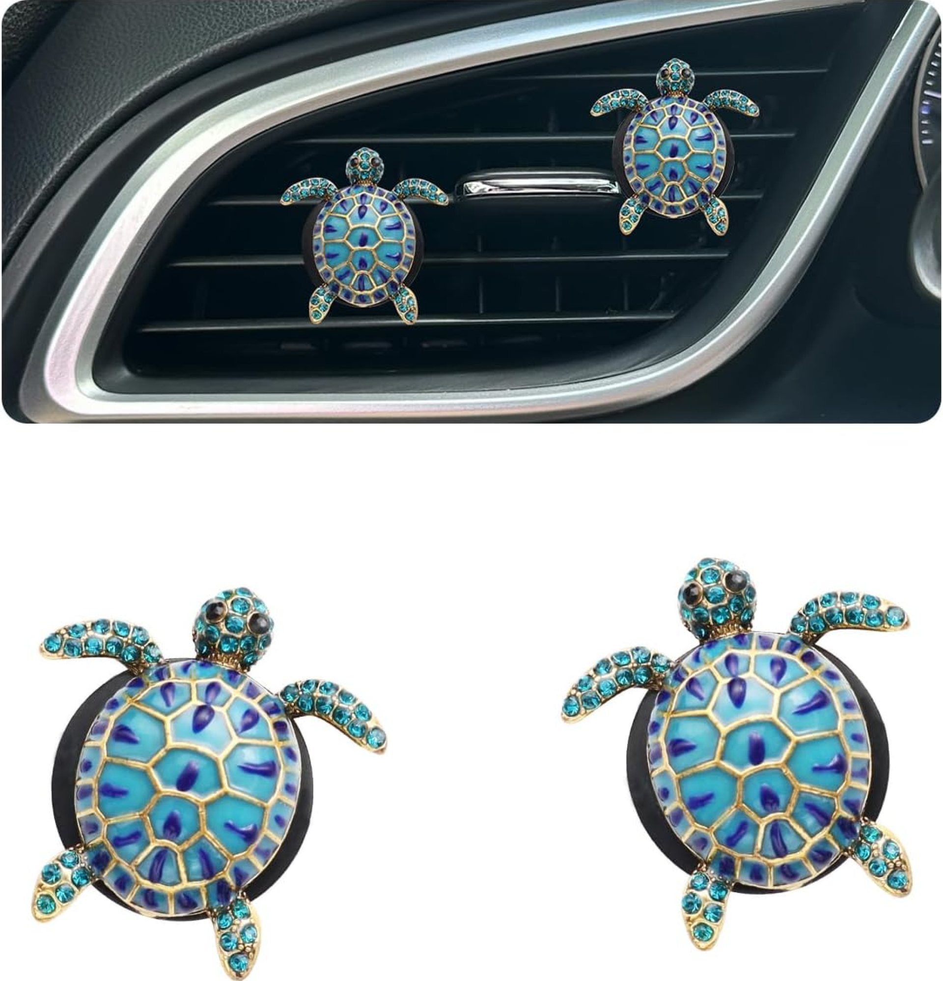Sea Turtles Car Decor,Cute Beach Themed Air Freshener Vent Clips,2pcs Glamorous Blue Turtle Coastal Car Accessories Interior Decoration for Women,Refillable Outlet Diffuser Sea Turtles Car Decor,Cute Beach Themed Air Freshener Vent Clips,2pcs Glamorous Blue Turtle Coastal Car Accessories Interior Decoration for Women,Refillable Outlet Diffuser