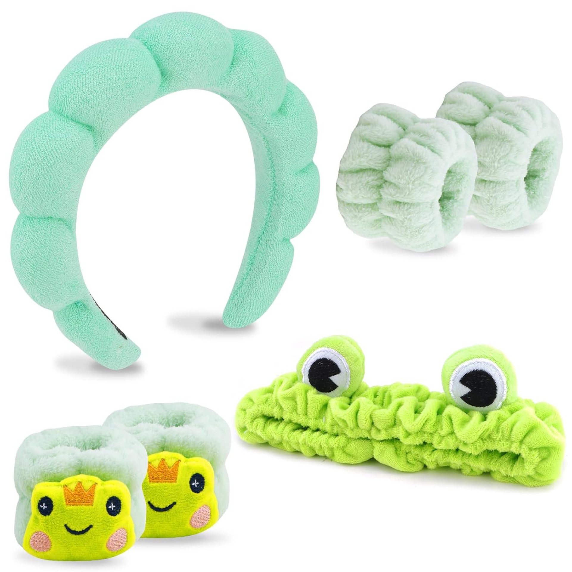 VELSCRUN 6 Pack Spa Headbands and Hair Accessories Set – Makeup, Face Washing, Skincare Wristbands with Green Sponge Bow Ties for Women Gifts VELSCRUN 6 Pack Spa Headbands and Hair Accessories Set – Makeup, Face Washing, Skincare Wristbands with Green Sponge Bow Ties for Women Gifts