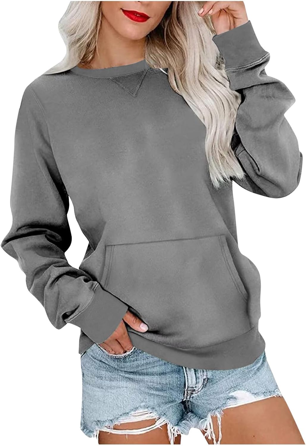 LRMQS Sweatshirt for Women Crewneck Trendy Long Sleeve Shirts with Pocket Fall Fashion 2024 Casual Cute Pullover Clothes LRMQS Sweatshirt for Women Crewneck Trendy Long Sleeve Shirts with Pocket Fall Fashion 2024 Casual Cute Pullover Clothes