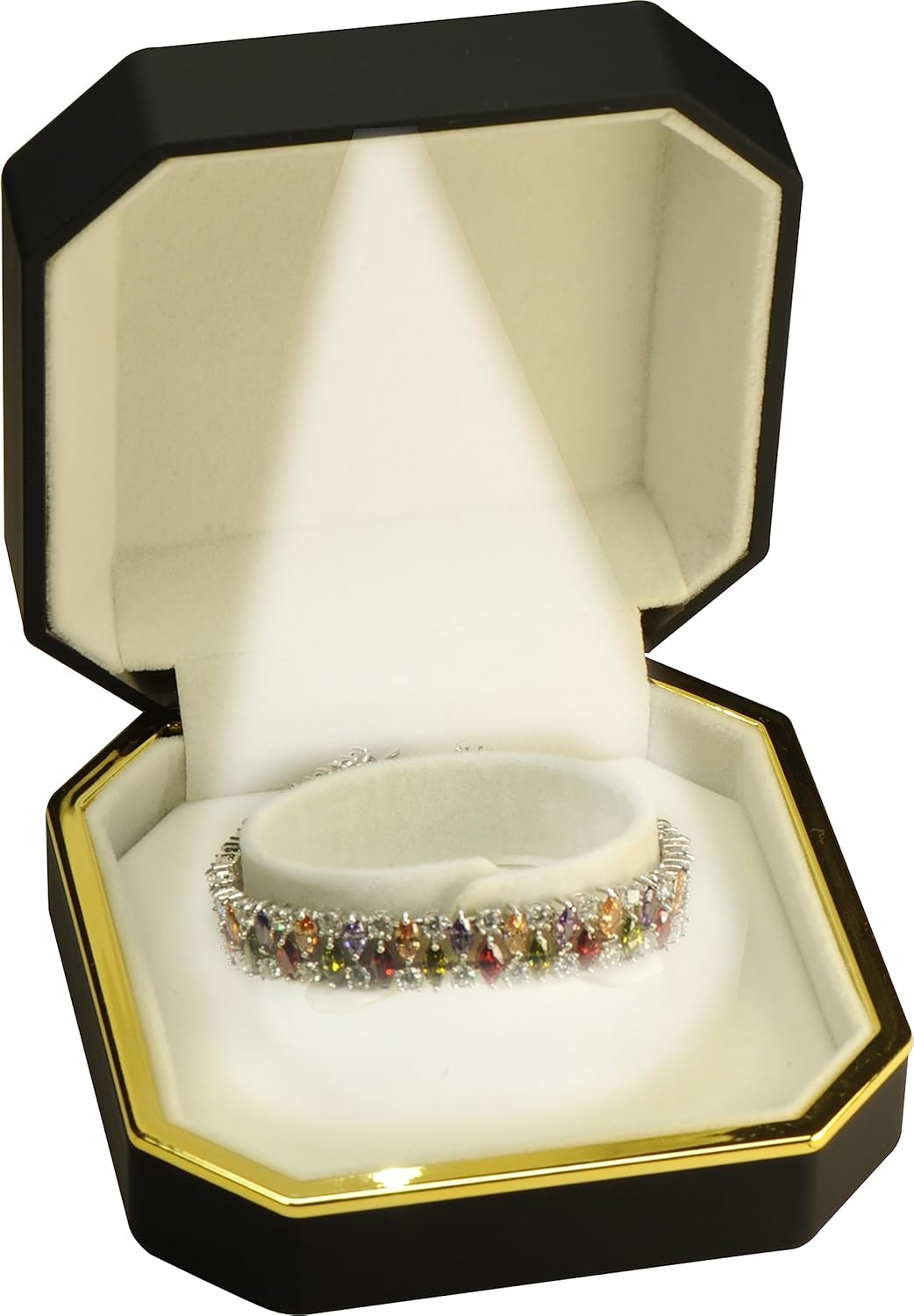 LED Black Bangle Box for Engagement, Wedding…Luxury Octagonal Design with Gold Trim LED Bangle Bracelet Watch Jewelry Gift Holder Box with Light for Men for Women LED Black Bangle Box for Engagement, Wedding…Luxury Octagonal Design with Gold Trim LED Bangle Bracelet Watch Jewelry Gift Holder Box with Light for Men for Women
