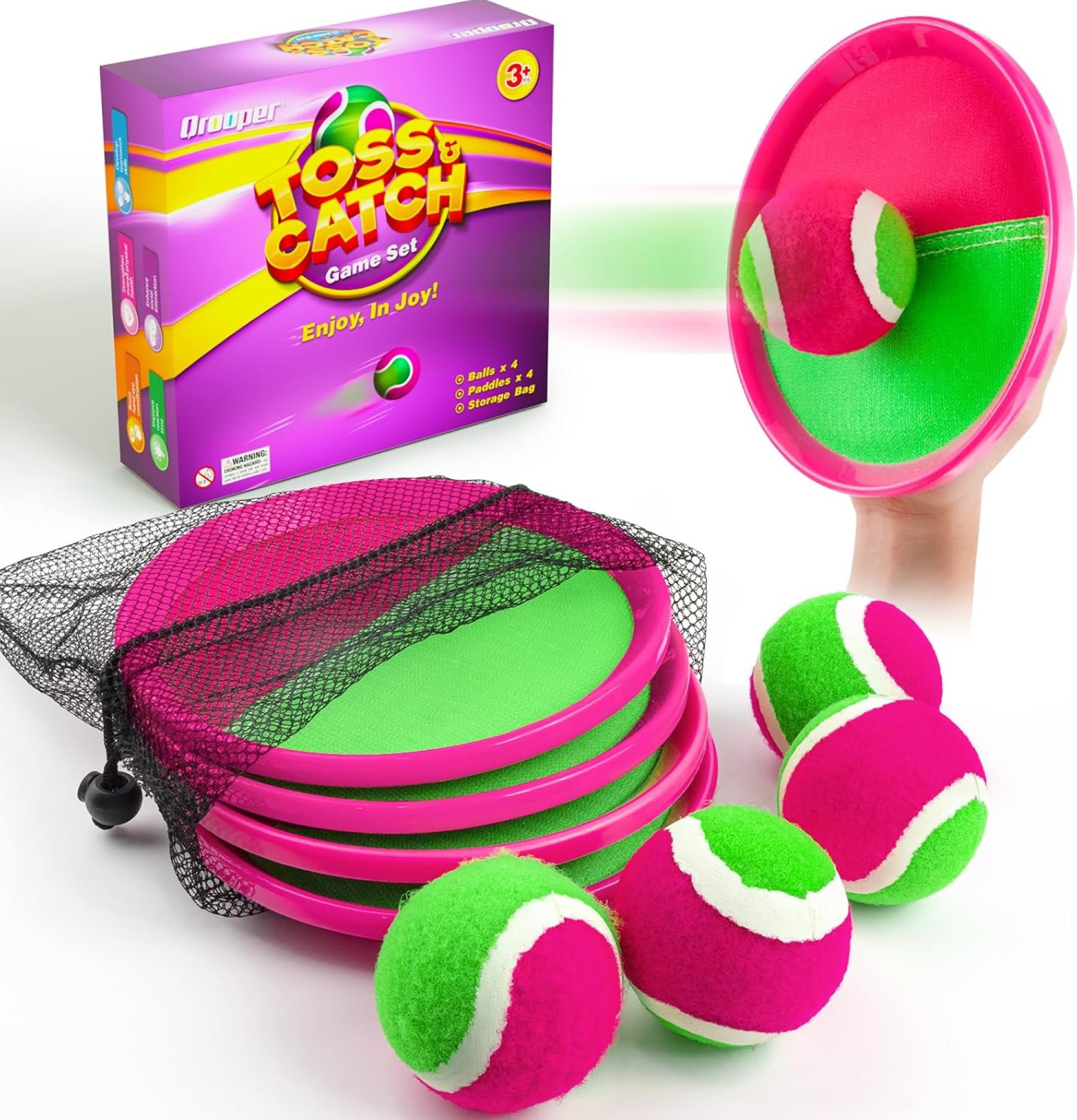 Kids Outdoor Toys – Toss and Catch Game Set, Outside Yard Camping Beach Pool Toys Games for Boys Girls 3 4 5 6 7 8 9 10 Year Old, 4 Paddles 4 Balls (Pink+Pink) Kids Outdoor Toys – Toss and Catch Game Set, Outside Yard Camping Beach Pool Toys Games for Boys Girls 3 4 5 6 7 8 9 10 Year Old, 4 Paddles 4 Balls (Pink+Pink)