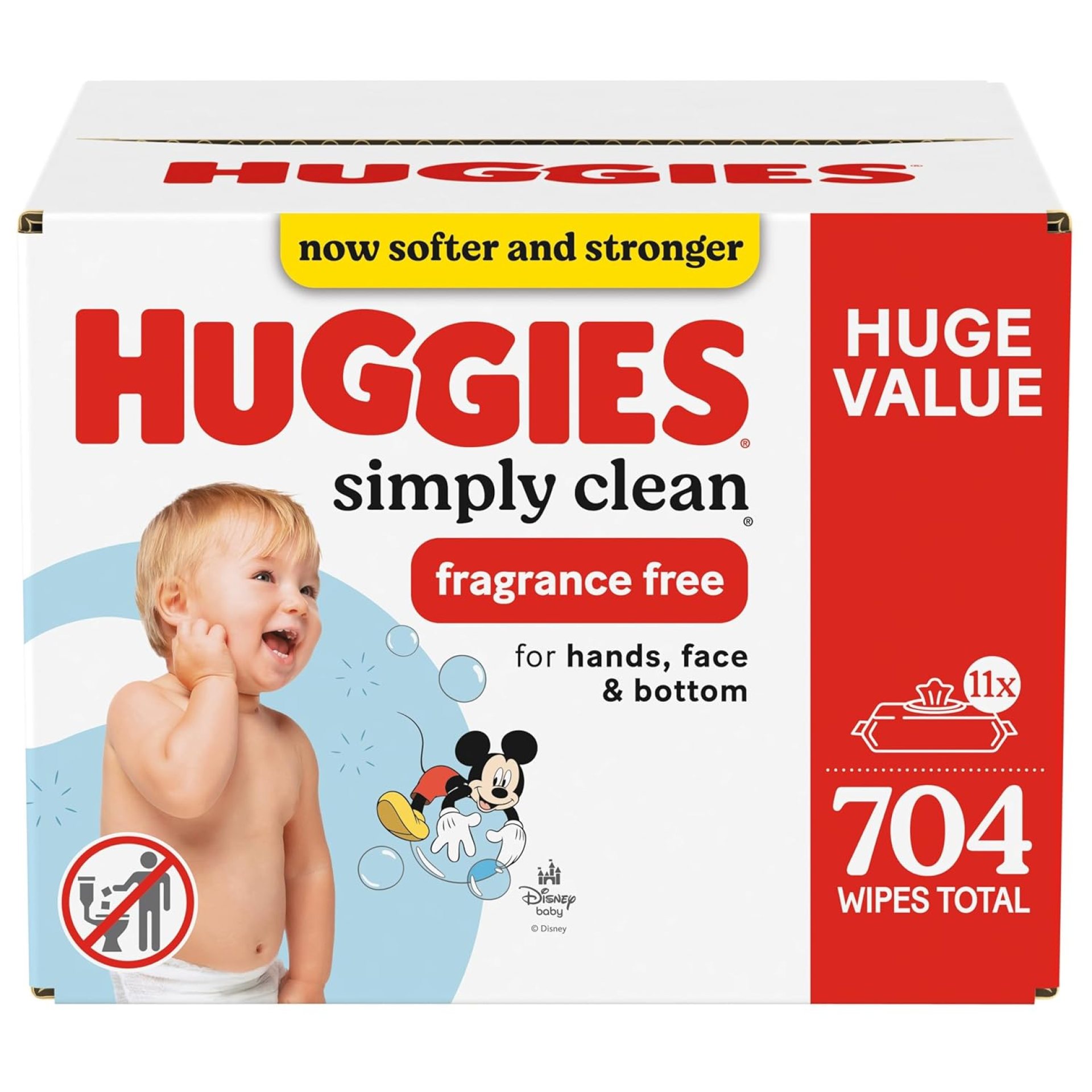 Huggies Simply Clean Unscented Baby Diaper Wipes, 11 Flip-Top Packs (704 Wipes Total), Packaging May Vary Huggies Simply Clean Unscented Baby Diaper Wipes, 11 Flip-Top Packs (704 Wipes Total), Packaging May Vary