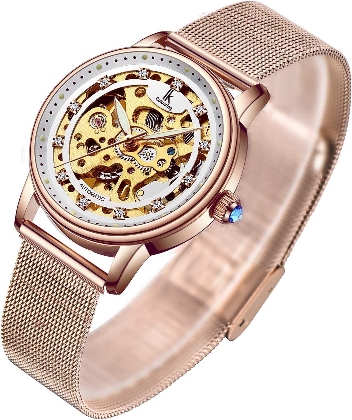 Gute Women’s Watch Luxury Mechanical Stainless Steel Skeleton Steampunk Automatic Self Winding Wristwatch Gute Women’s Watch Luxury Mechanical Stainless Steel Skeleton Steampunk Automatic Self Winding Wristwatch