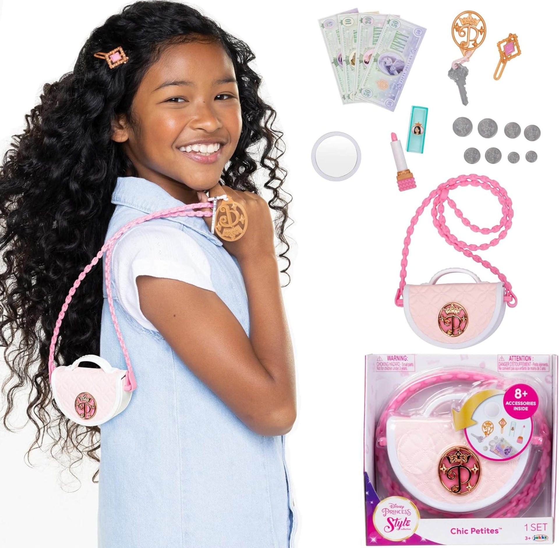 Disney Princess Style Collection Girls Purse Pretend Play Chic Petite Bag E – Mini Soft Vinyl handbag for Girls with 5+ Accessories For Girls Ages 3 and Up Disney Princess Style Collection Girls Purse Pretend Play Chic Petite Bag E – Mini Soft Vinyl handbag for Girls with 5+ Accessories For Girls Ages 3 and Up