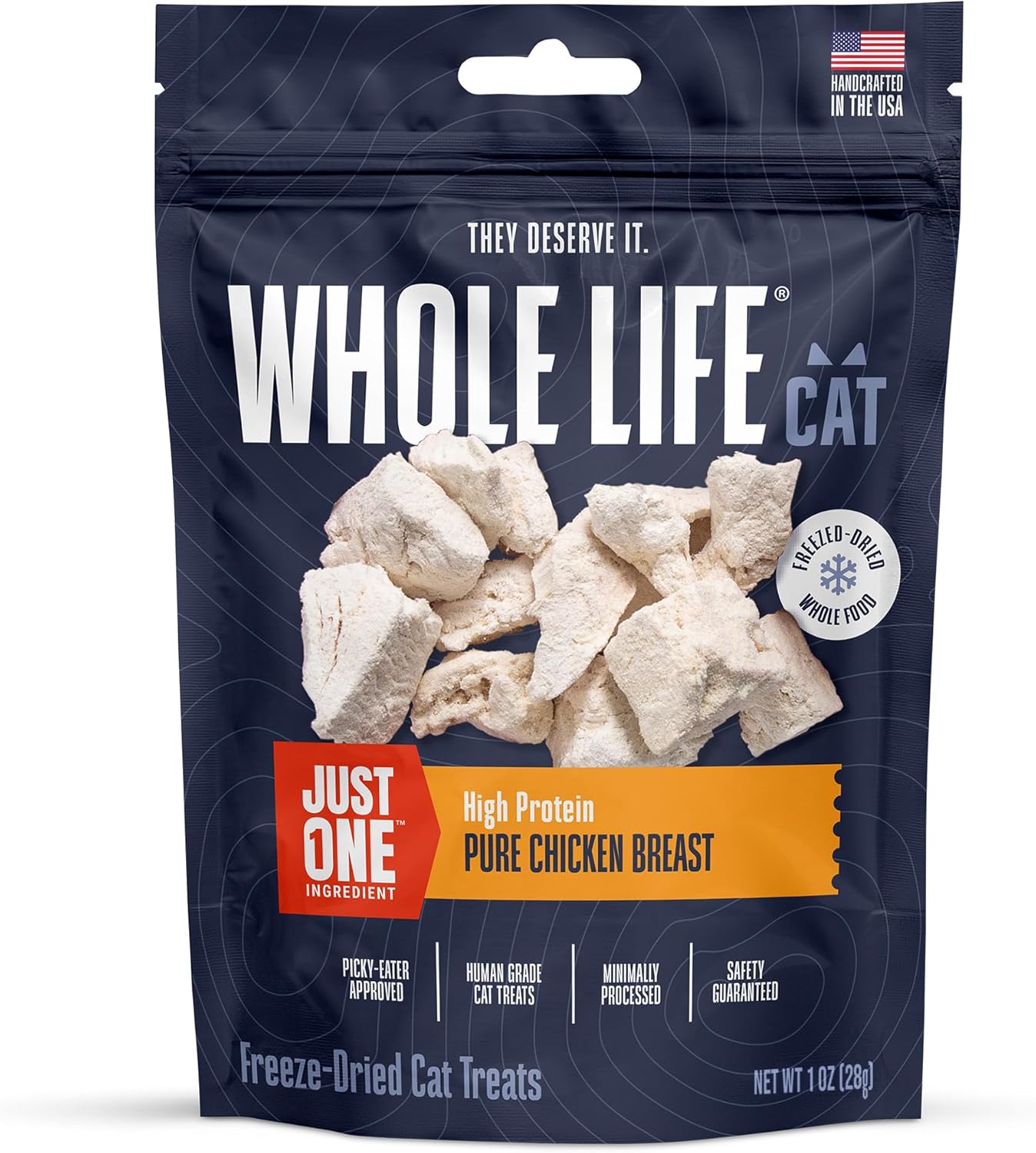 Whole Life Cat Just One Chicken Freeze Dried Cat Treats – Human Grade High Protein Food, Healthy Training Snacks, Freeze Dried Chicken Food Toppers, USA Made Natural Treats – 1 oz (Pack of 1) Whole Life Cat Just One Chicken Freeze Dried Cat Treats – Human Grade High Protein Food, Healthy Training Snacks, Freeze Dried Chicken Food Toppers, USA Made Natural Treats – 1 oz (Pack of 1)
