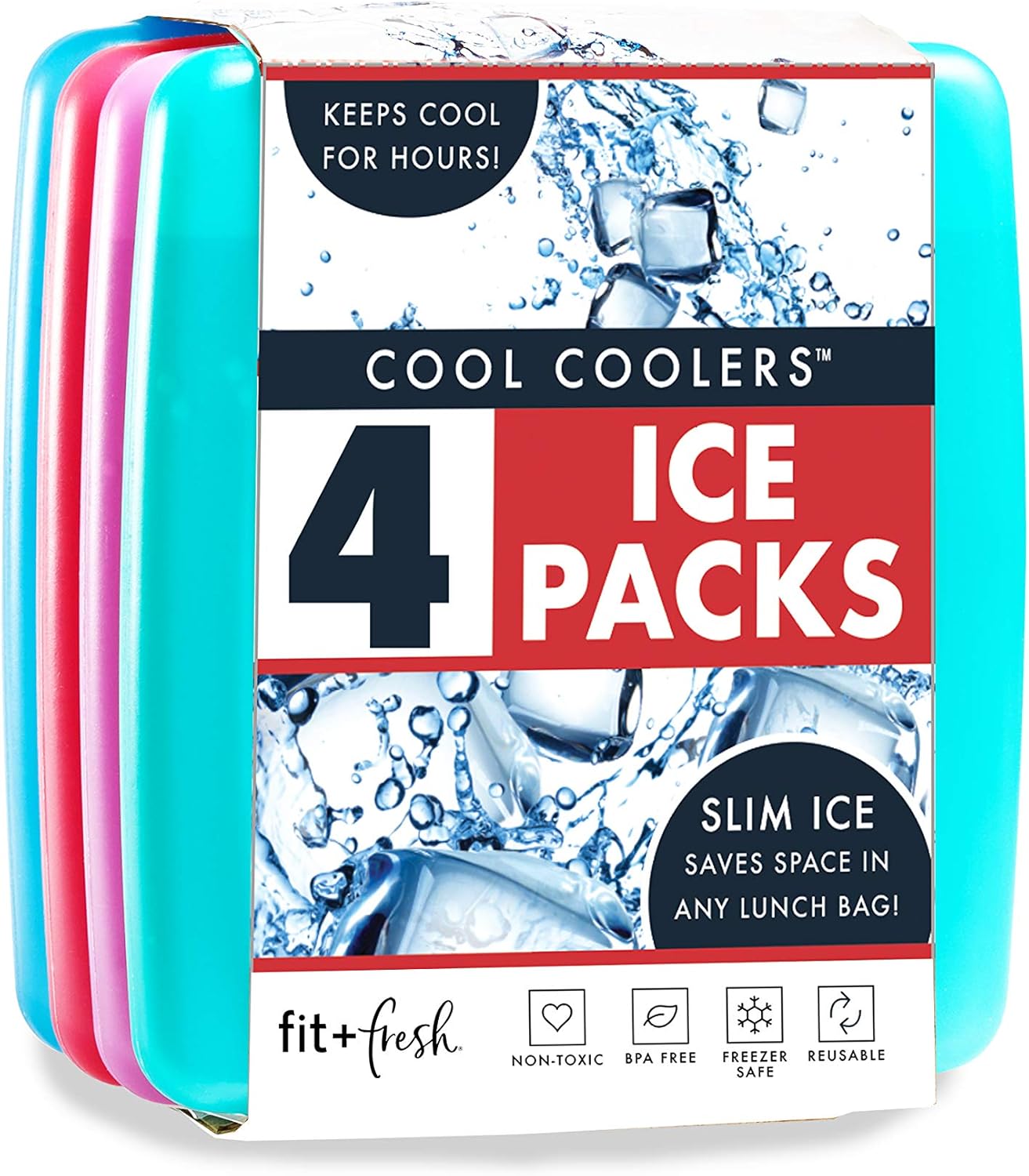 Cool Coolers by Fit + Fresh, Reusable & Long-Lasting Slim Ice Packs, Cold Packs for Lunch Boxes, Ice Packs for Lunch Bags Cool Coolers by Fit + Fresh, Reusable & Long-Lasting Slim Ice Packs, Cold Packs for Lunch Boxes, Ice Packs for Lunch Bags