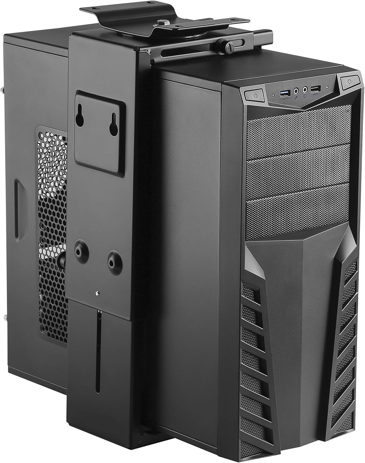 HumanCentric Adjustable Under Desk Computer Mount and Wall Mount, CPU Holder Fits Most PC or Computer Cases, Adjustable Height and Width, Full 360 Swivel, Up to 22 lb, Hardware Included HumanCentric Adjustable Under Desk Computer Mount and Wall Mount, CPU Holder Fits Most PC or Computer Cases, Adjustable Height and Width, Full 360 Swivel, Up to 22 lb, Hardware Included