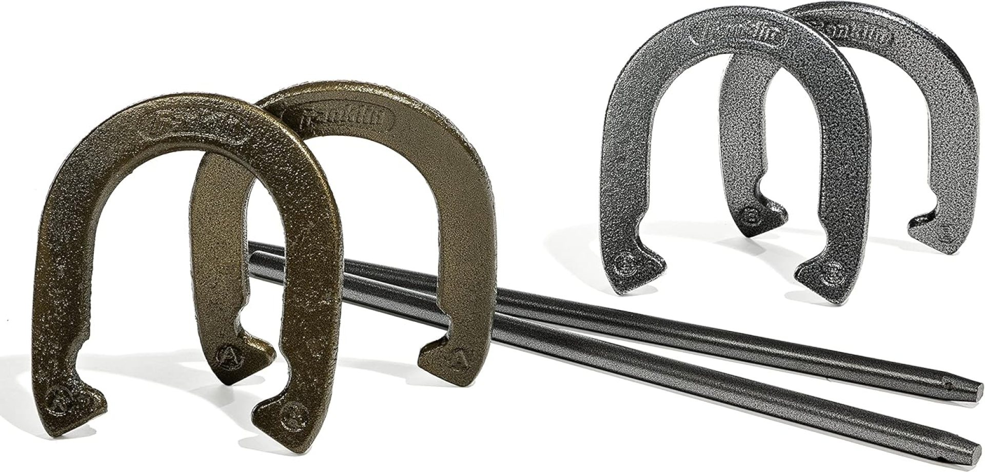 Franklin Sports Horseshoes Sets – Metal Horseshoe Game Sets for Adults + Kids – Official Weight Steel Horseshoes – Beach + Lawn Horseshoes Sets – Sets Include (4) Horseshoes and (2) Ground Stakes Franklin Sports Horseshoes Sets – Metal Horseshoe Game Sets for Adults + Kids – Official Weight Steel Horseshoes – Beach + Lawn Horseshoes Sets – Sets Include (4) Horseshoes and (2) Ground Stakes