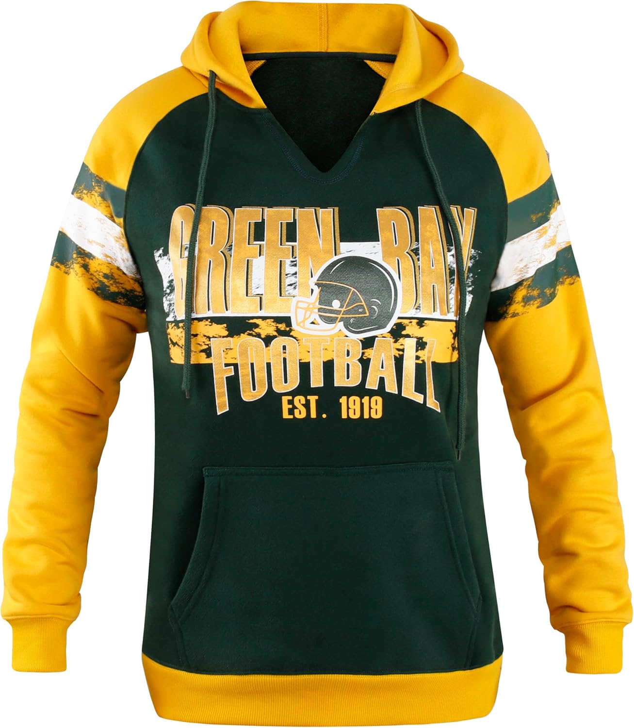 Womens City Classic Football Fans V Neck Soft & Warm Sweatshirt Hoodie Pollover – Green & Yellow Womens City Classic Football Fans V Neck Soft & Warm Sweatshirt Hoodie Pollover – Green & Yellow