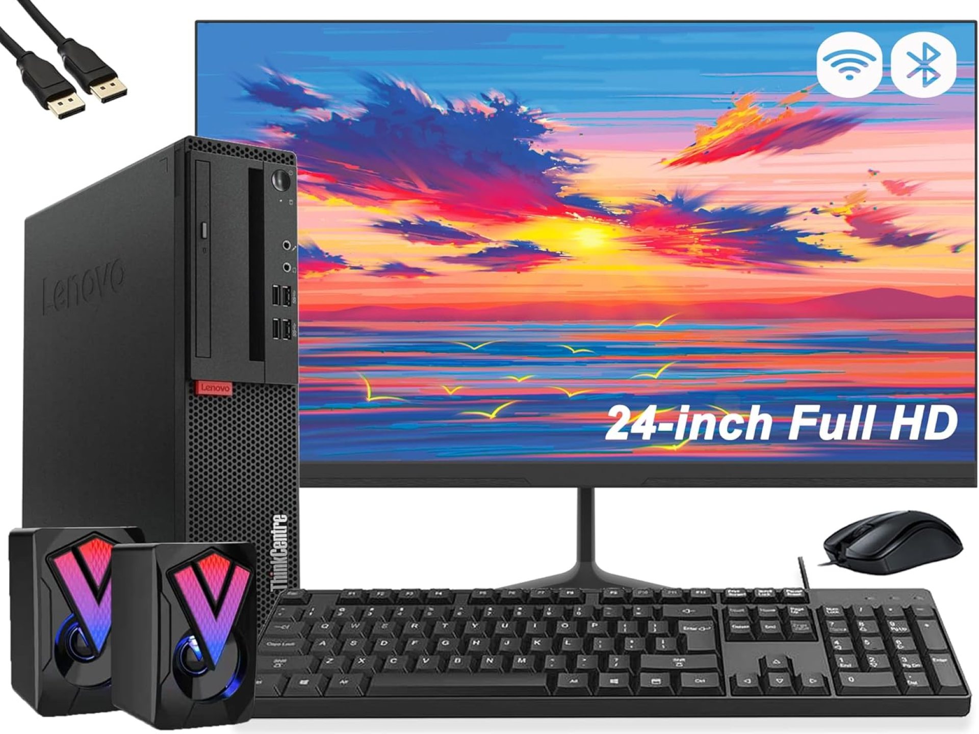Lenovo ThinkCentre M910S SFF Desktop Computer with 24″ Full HD Monitor Bundle PC Set Intel i5-6500 up to 3.6GHz 16G DDR4 RAM 1TB SSD, Keyboard & Mouse, Wi-Fi, Speaker, Windows 10 Pro 64 bit (Renewed) Lenovo ThinkCentre M910S SFF Desktop Computer with 24″ Full HD Monitor Bundle PC Set Intel i5-6500 up to 3.6GHz 16G DDR4 RAM 1TB SSD, Keyboard & Mouse, Wi-Fi, Speaker, Windows 10 Pro 64 bit (Renewed)