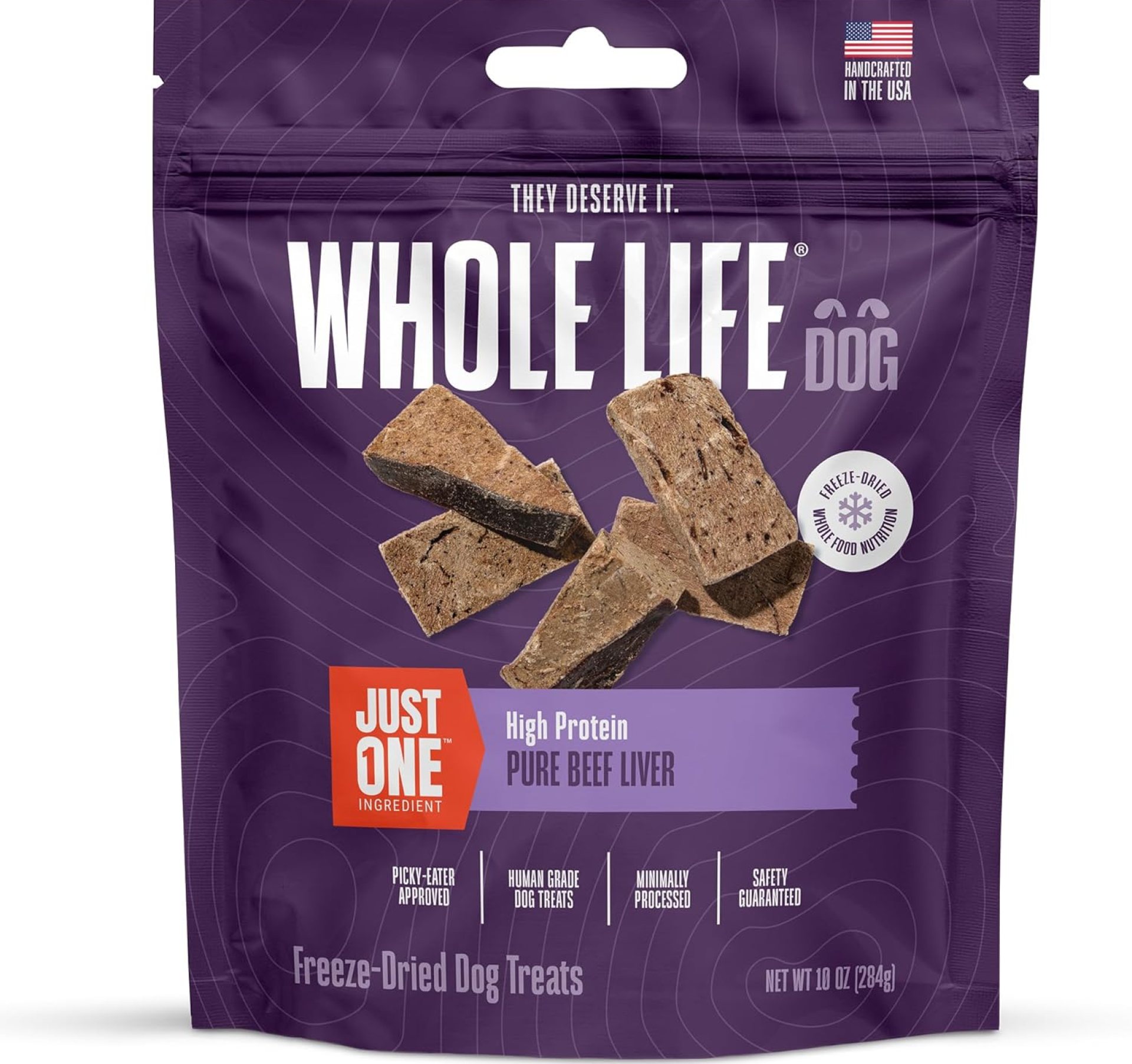 Whole Life Dog Just One Beef Liver Freeze Dried Dog Treats – Human Grade High Protein Food, Healthy Training Snacks, Freeze Dried Food Toppers, USA Made Natural Treats – 10 oz (Pack of 1) Whole Life Dog Just One Beef Liver Freeze Dried Dog Treats – Human Grade High Protein Food, Healthy Training Snacks, Freeze Dried Food Toppers, USA Made Natural Treats – 10 oz (Pack of 1)