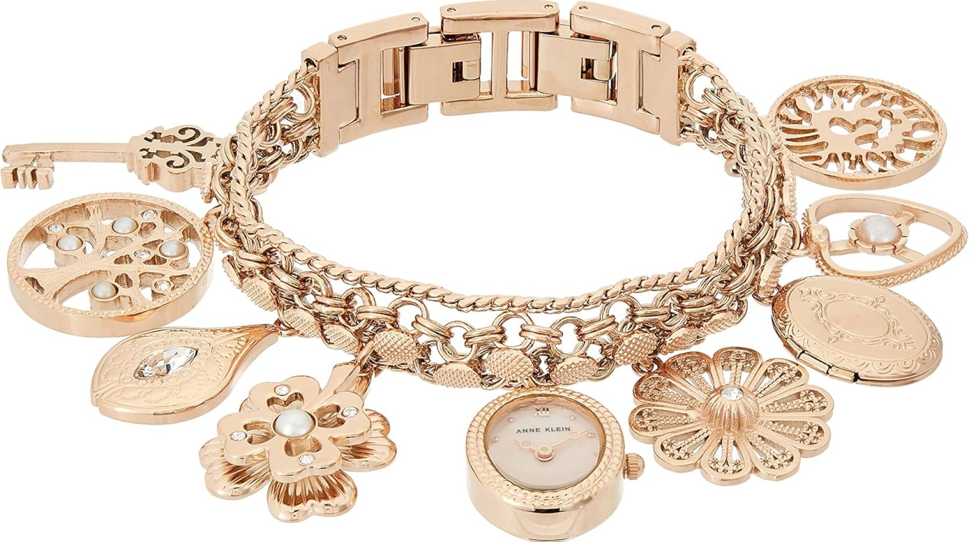 Anne Klein Women’s Premium Crystal Accented Charm Bracelet Watch Anne Klein Women’s Premium Crystal Accented Charm Bracelet Watch
