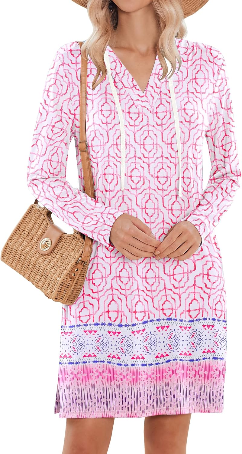HOTOUCH Womens UPF 50+ Cover-Up Dress Beach SPF Sun Protection Long Sleeve Shirts Dress Lightweight Athletic UV Hoodie HOTOUCH Womens UPF 50+ Cover-Up Dress Beach SPF Sun Protection Long Sleeve Shirts Dress Lightweight Athletic UV Hoodie