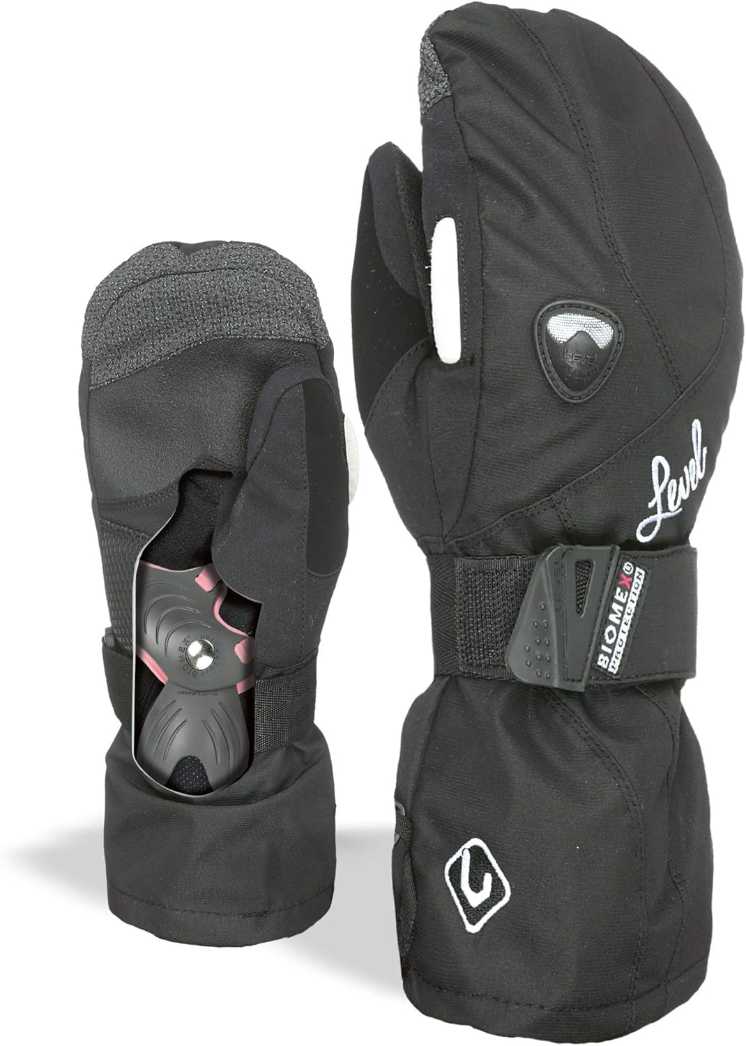 Level Butterfly Women’s Snowboard Mittens with Wrist Guards, Proven BioMex Design, Kevlar Palms, Removable Liner (Black, Medium/Large (8.5.in)) Level Butterfly Women’s Snowboard Mittens with Wrist Guards, Proven BioMex Design, Kevlar Palms, Removable Liner (Black, Medium/Large (8.5.in))
