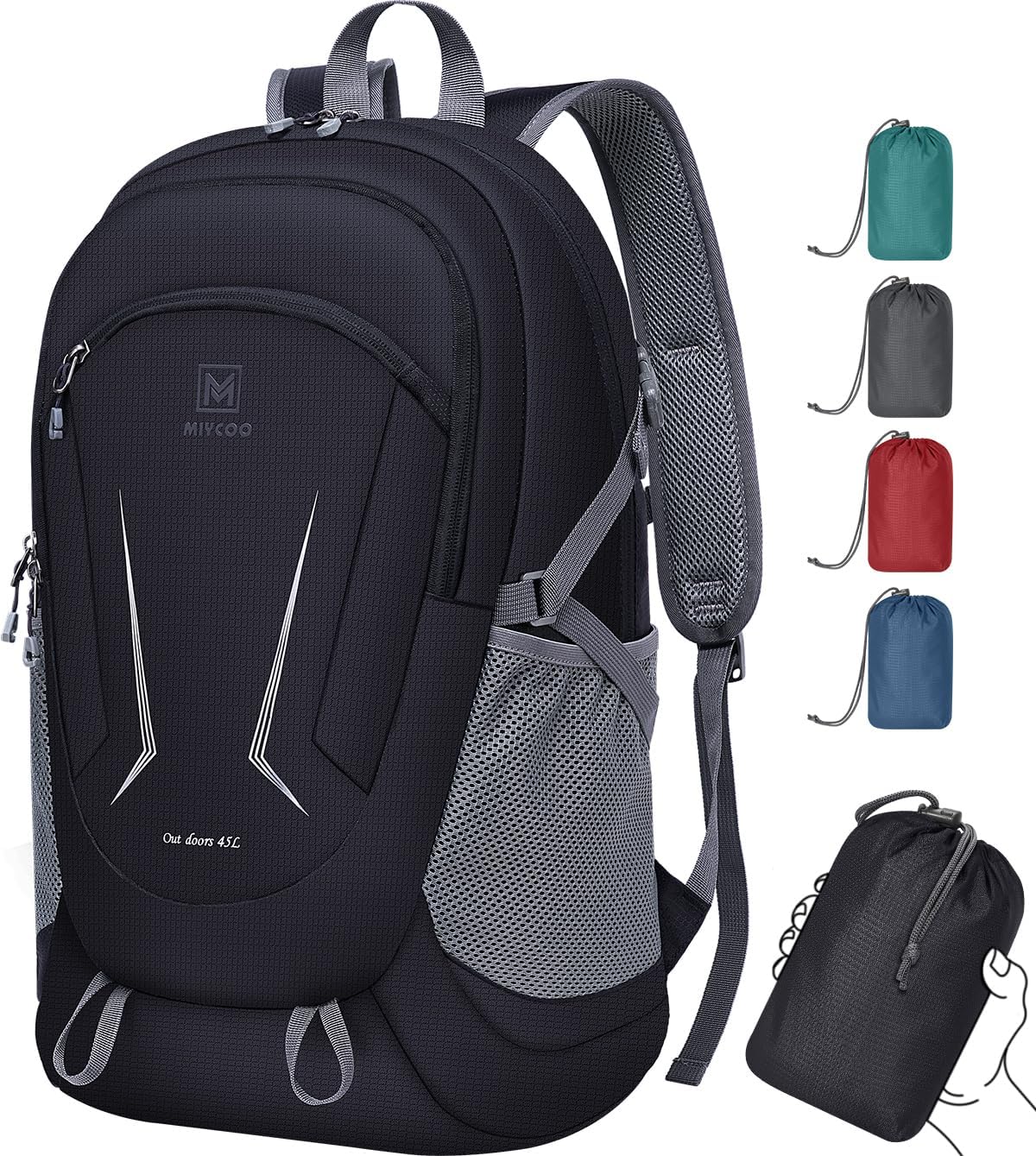MIYCOO Backpack – Ultra Lightweight Packable Backpack for Travel Camping, 45L Hiking Back Pack Waterproof Foldable Daypack for Men Women Black MIYCOO Backpack – Ultra Lightweight Packable Backpack for Travel Camping, 45L Hiking Back Pack Waterproof Foldable Daypack for Men Women Black
