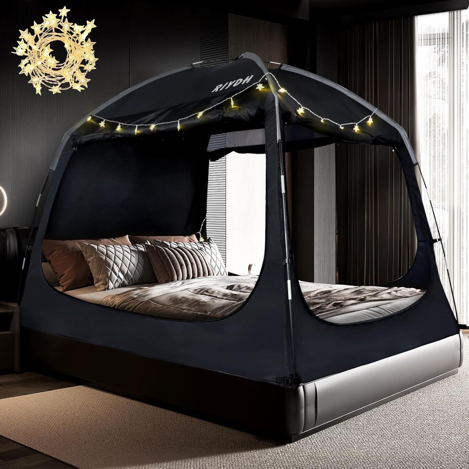 Bed Tent Bed Canopy Breathable 100% for Adult and Kids- Original Design Light Reduction 93% Sleeping Dream Tents Indoor Portable Big Space with String Light 3 Doors Twin Full Queen King Size Bed Tent Bed Canopy Breathable 100% for Adult and Kids- Original Design Light Reduction 93% Sleeping Dream Tents Indoor Portable Big Space with String Light 3 Doors Twin Full Queen King Size
