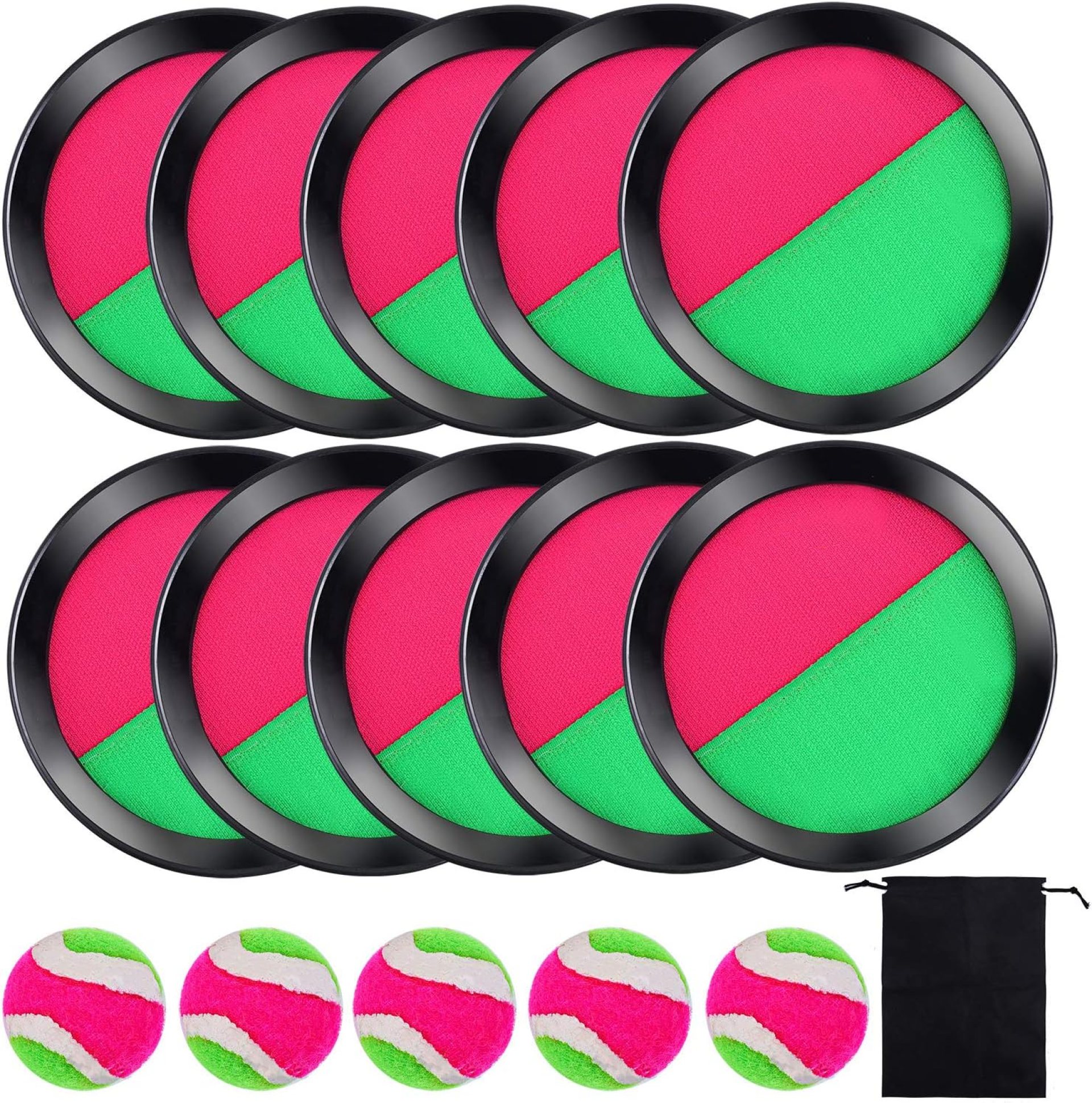 Cooraby Toss and Catch Paddle Game 5 Set Paddle Toss and Catch Ball Sport Games Suitable for Sports, Beach and Party Favor with Storage Bag, 10 Paddles and 5 Balls Cooraby Toss and Catch Paddle Game 5 Set Paddle Toss and Catch Ball Sport Games Suitable for Sports, Beach and Party Favor with Storage Bag, 10 Paddles and 5 Balls