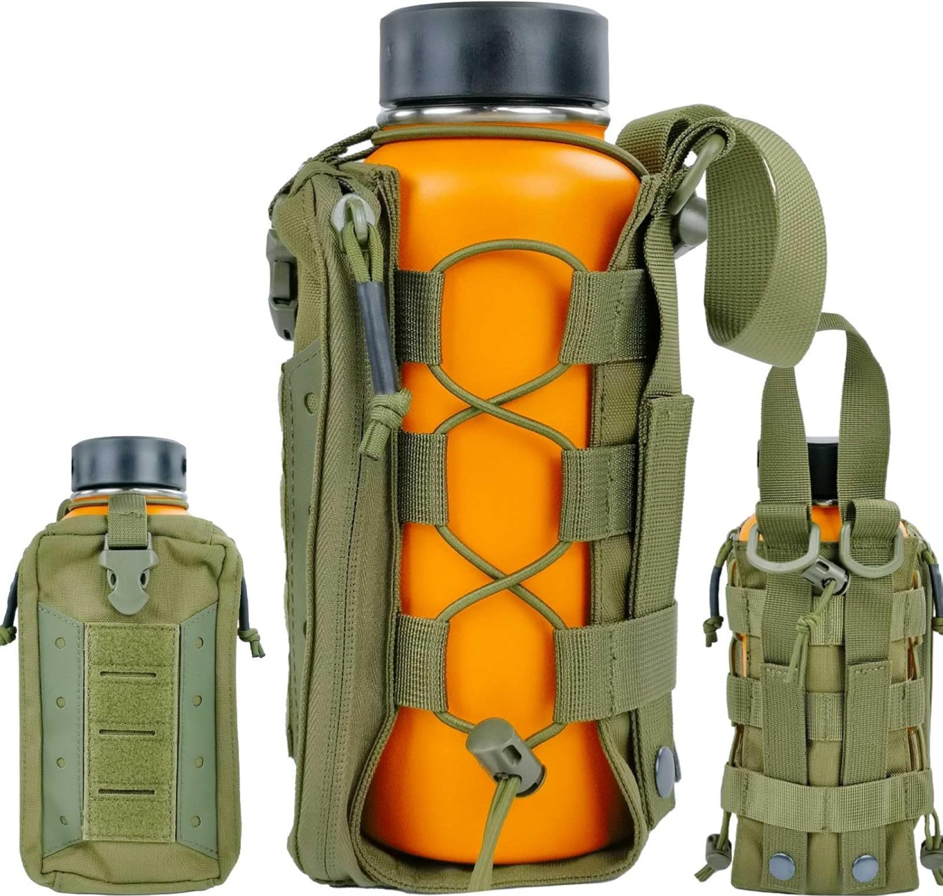 Molle Water Bottle Holder Pouch 16 24 32 40 64 oz – Multi-Purpose Tactical Fuel Bottle Bag, Adjustable Size for Outdoor Activities, Adapted to Backpack/Vest/Belt Molle Water Bottle Holder Pouch 16 24 32 40 64 oz – Multi-Purpose Tactical Fuel Bottle Bag, Adjustable Size for Outdoor Activities, Adapted to Backpack/Vest/Belt