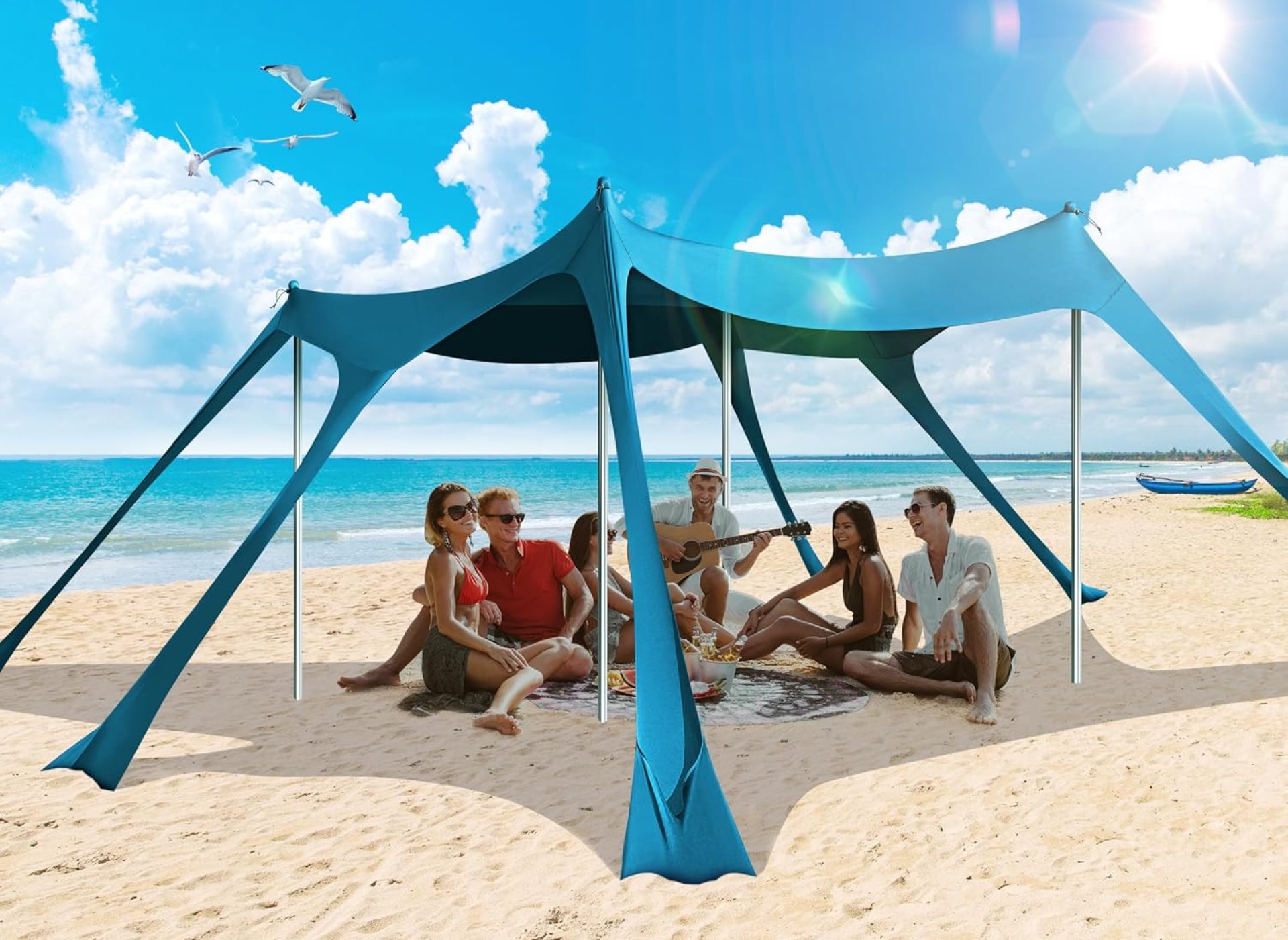 Beach Tent, Camping Sun Shelter UPF50+ with 6 Sandbags, 2 Sand Shovel, 4 Stability Poles, Outdoor Pop UP Beach Canopy for Camping Trips, Fishing, Backyard Fun, Picnics-Navy Blue Beach Tent, Camping Sun Shelter UPF50+ with 6 Sandbags, 2 Sand Shovel, 4 Stability Poles, Outdoor Pop UP Beach Canopy for Camping Trips, Fishing, Backyard Fun, Picnics-Navy Blue