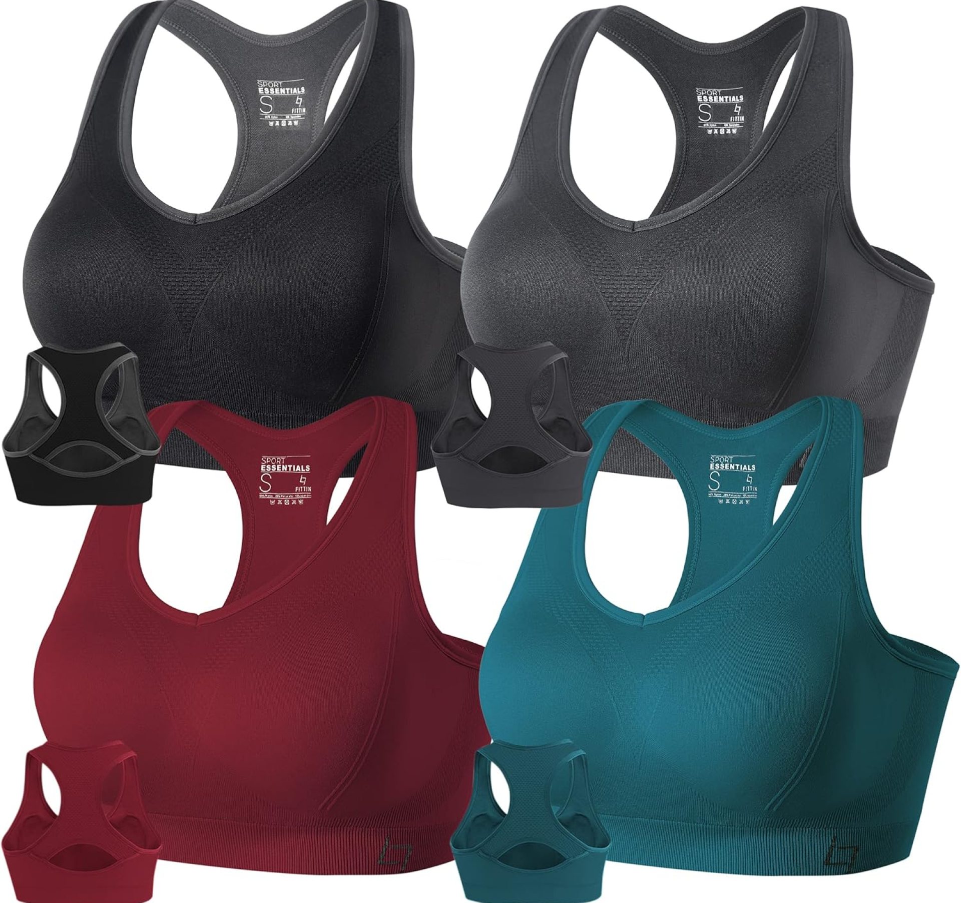 FITTIN Racerback Sports Bras for Women – Padded Seamless Support Bra for Yoga Gym Workout Fitness FITTIN Racerback Sports Bras for Women – Padded Seamless Support Bra for Yoga Gym Workout Fitness