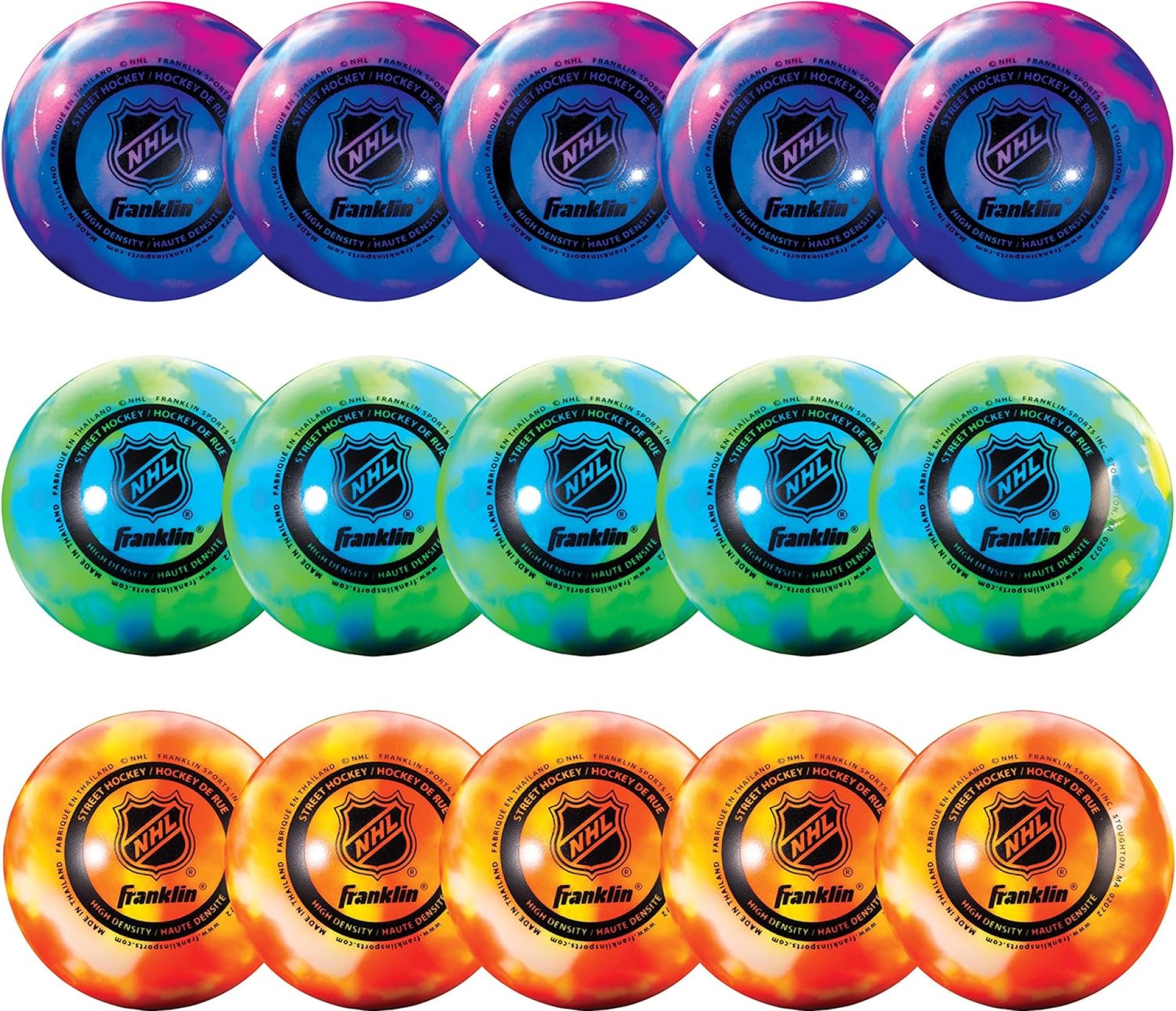 Franklin Sports NHL Street Hockey Balls – No Bounce Outdoor Street + Roller Hockey Balls – Official Size for Youth + Adult Street Hockey – Assorted Colors – 1, 2, 3, and 15 Bulk Packs Franklin Sports NHL Street Hockey Balls – No Bounce Outdoor Street + Roller Hockey Balls – Official Size for Youth + Adult Street Hockey – Assorted Colors – 1, 2, 3, and 15 Bulk Packs
