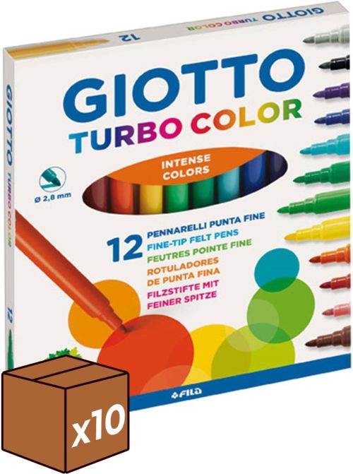 Rotuladores Giotto Turbocolor 12 colores (pack 10u.)