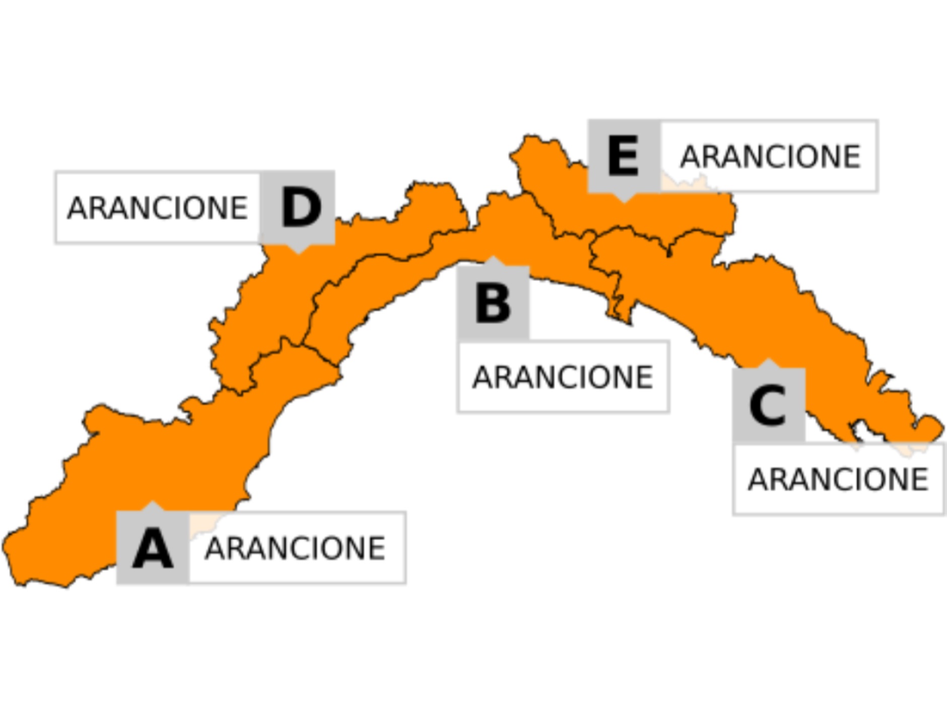 Dalle 22 allerta arancione su tutta la Liguria Dalle 22 allerta arancione su tutta la Liguria