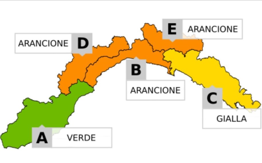Arpal, nuova allerta arancione dalle ore 20 sul settore centrale Arpal, nuova allerta arancione dalle ore 20 sul settore centrale