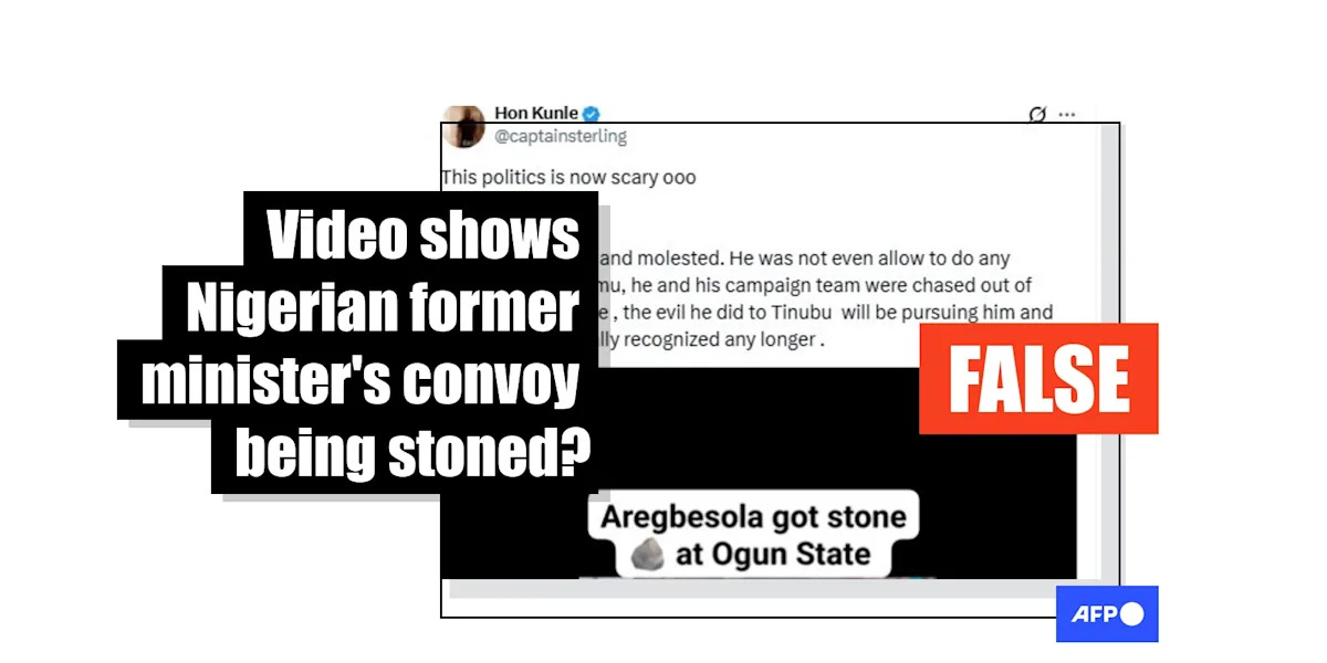 Posts falsely claims former Nigerian minister’s car was stoned during campaign Posts falsely claims former Nigerian minister’s car was stoned during campaign