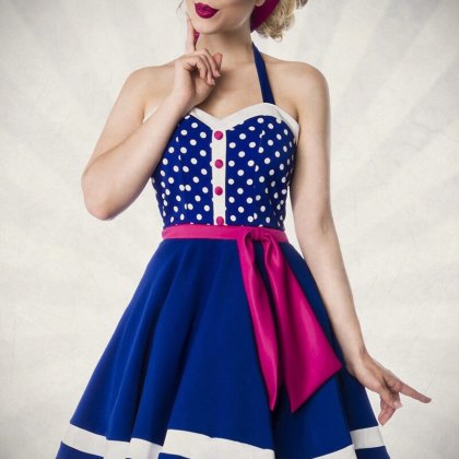 Neckholder Kleid mit Punkten blau Neckholder Kleid mit Punkten blau