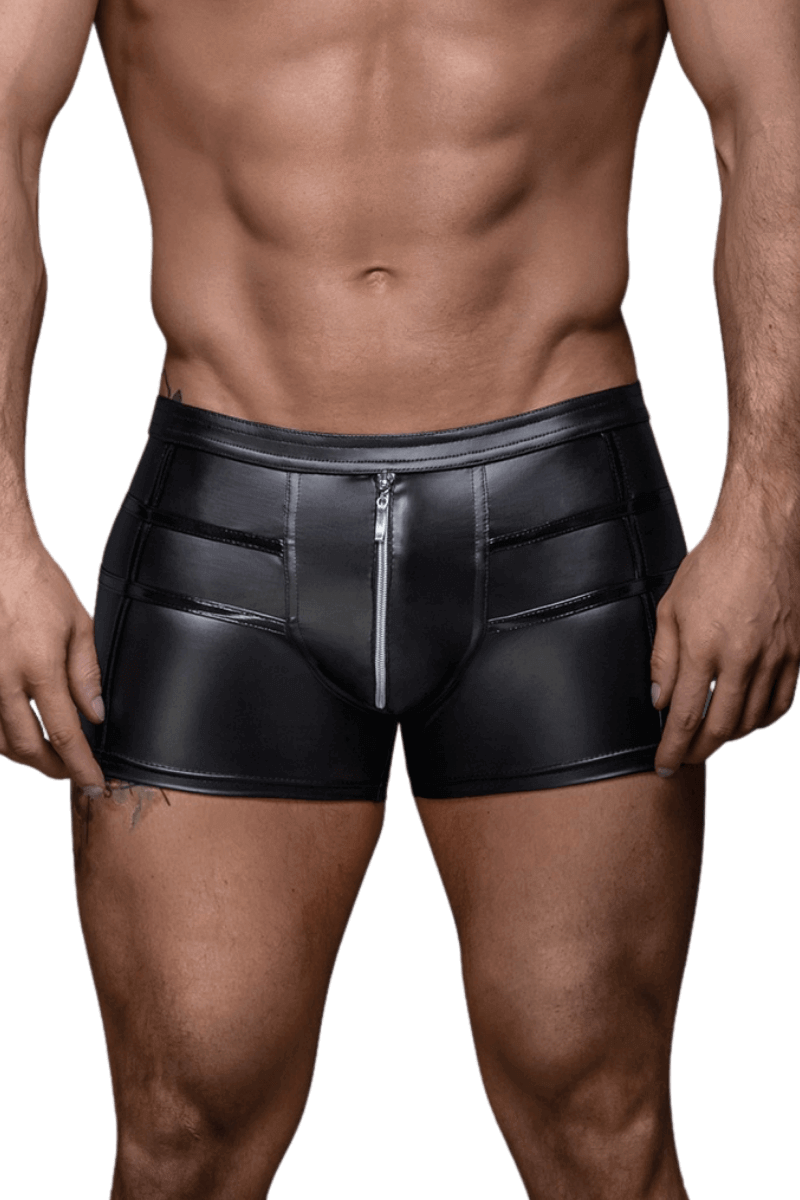 Herren Wetlook Shorts mit Reißverschluss
