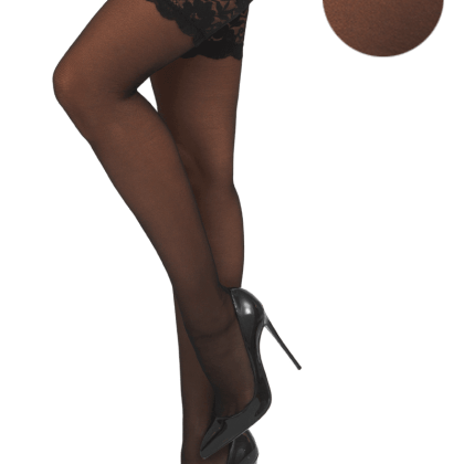 schwarze Strümpfe mit breitem Spitzenbund schwarze Strümpfe mit breitem Spitzenbund