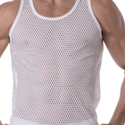 Tank-Top weiß mit groben Netz Tank-Top weiß mit groben Netz