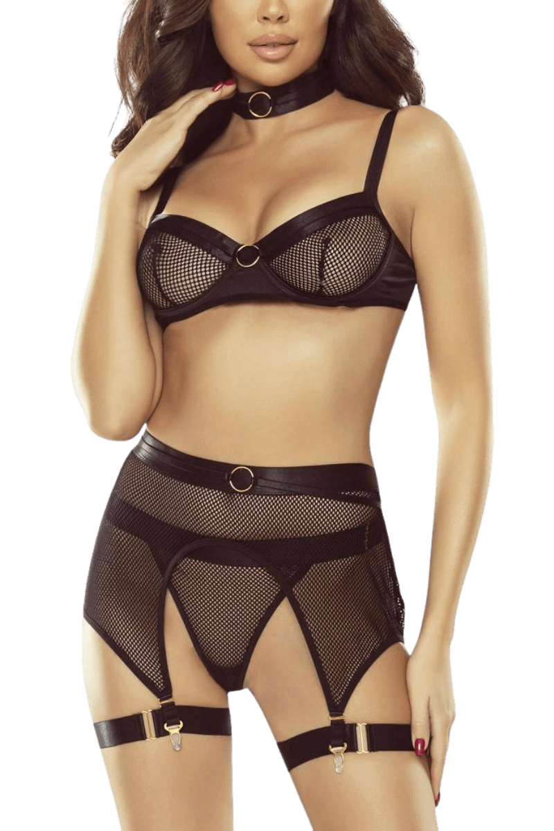 5tlg. schwarzes BH-Netz Set