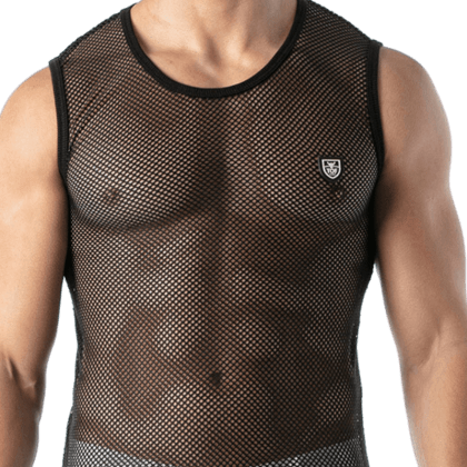 Herren Tanktop Netz in schwarz Herren Tanktop Netz in schwarz