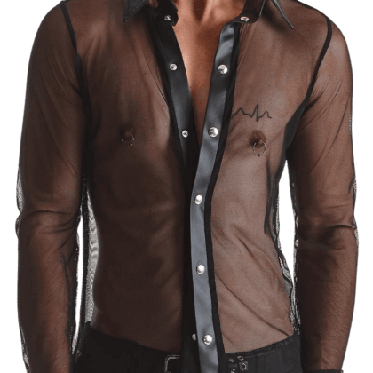 transparentes Hemd mit Netz und Wetlook transparentes Hemd mit Netz und Wetlook