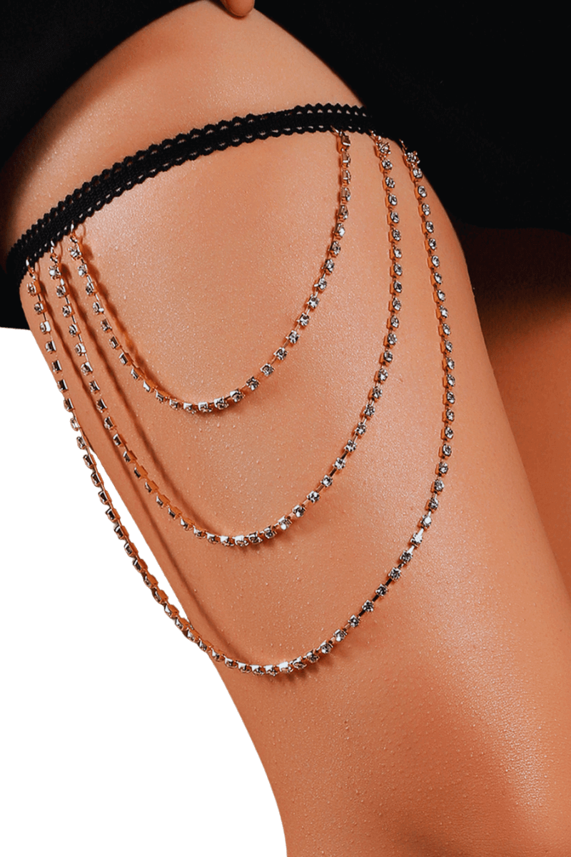 Oberschenkelschmuck – Strass – silber
