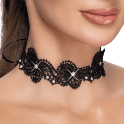 Halsband mit Perlen und Glitzersteinen Halsband mit Perlen und Glitzersteinen