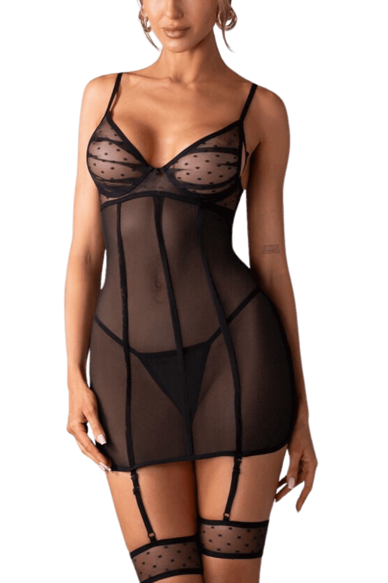 Straps-Negligé mit Beinbänder