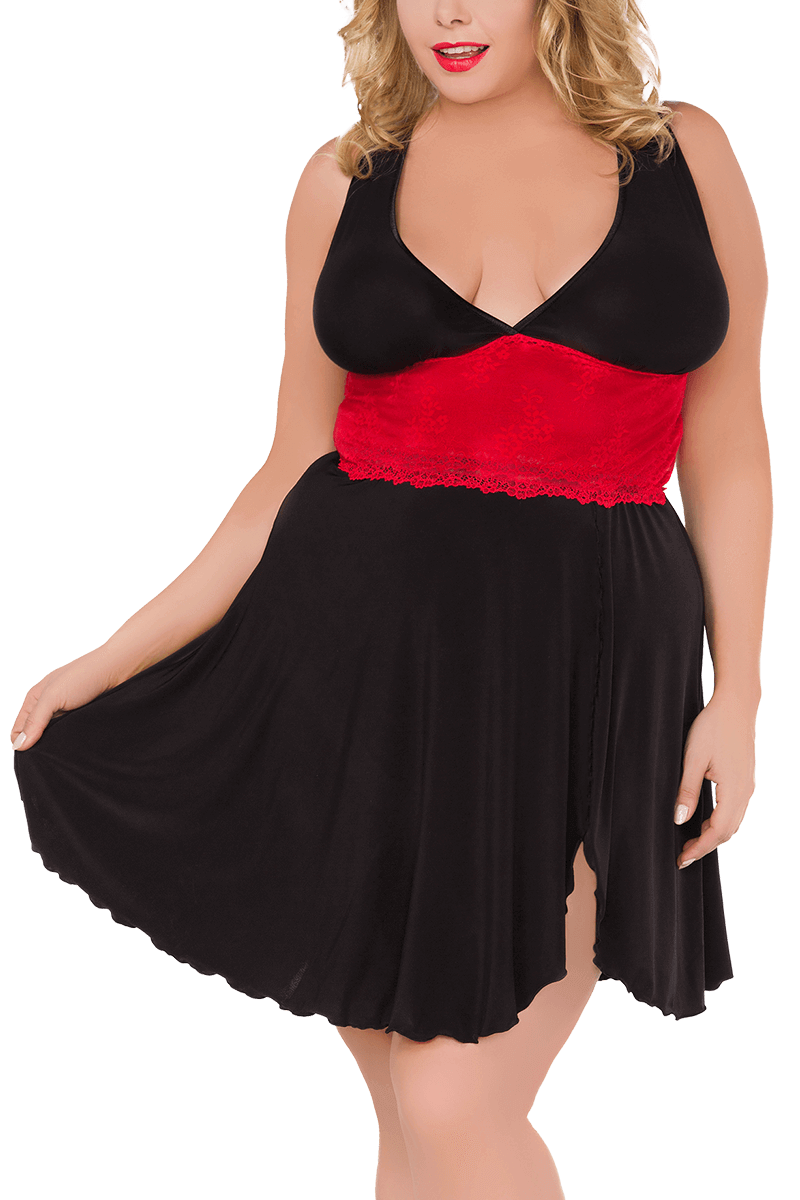 Kleidchen schwarz rot Plus Size