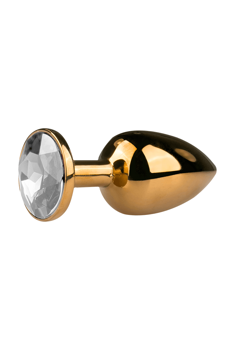 Goldener Analplug mit silbernen Kristall – S/M/L