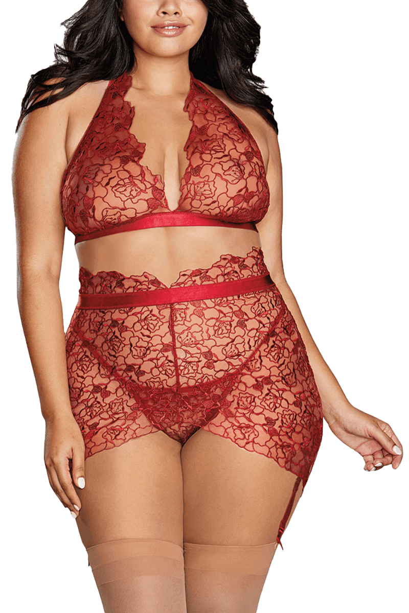 Rotes Dessous Set Plus Size