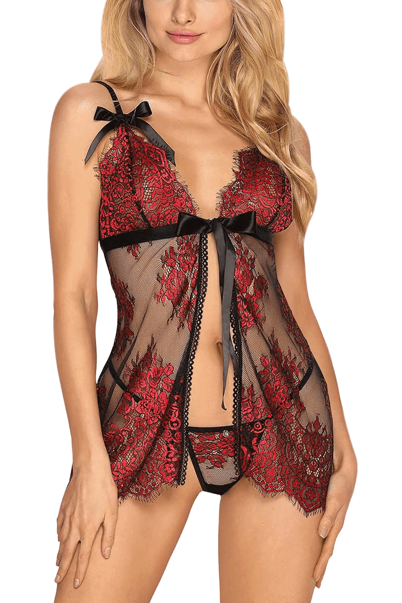 Babydoll in schwarz rot