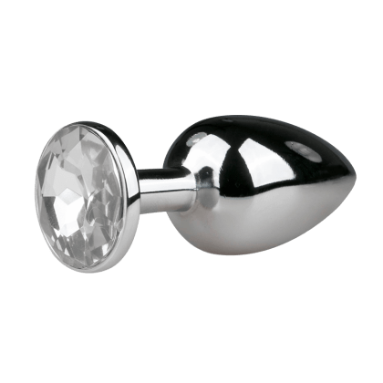 Silberner Analplug mit silbernem Kristall – S/M/L Silberner Analplug mit silbernem Kristall – S/M/L